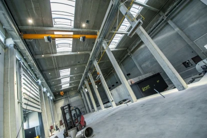 PIONART - <a href="https://www.promus.com.pl/en/offer/general-contracting/design-and-construction-steel-halls">Warehouse hall</a>, galvanizing plant hall with social and office facilities